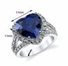 Blue Sapphire Ring Sterling Silver Heart Shape 6.5 Carats