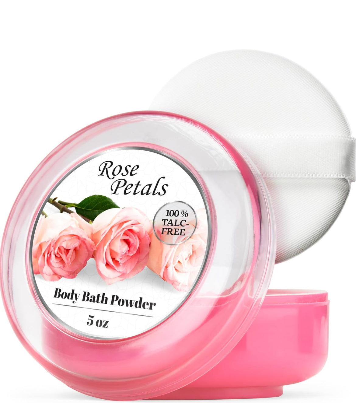 Body Bath Powder for Women, buy one get one free ,100% Talc-Free, Elegant Rose Petals Dusting Powder with Powder Puff, Extra Large (5oz)