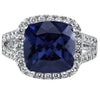 Blue Sapphire Ring Sterling Silver Cushion Shape 7.75 Carats