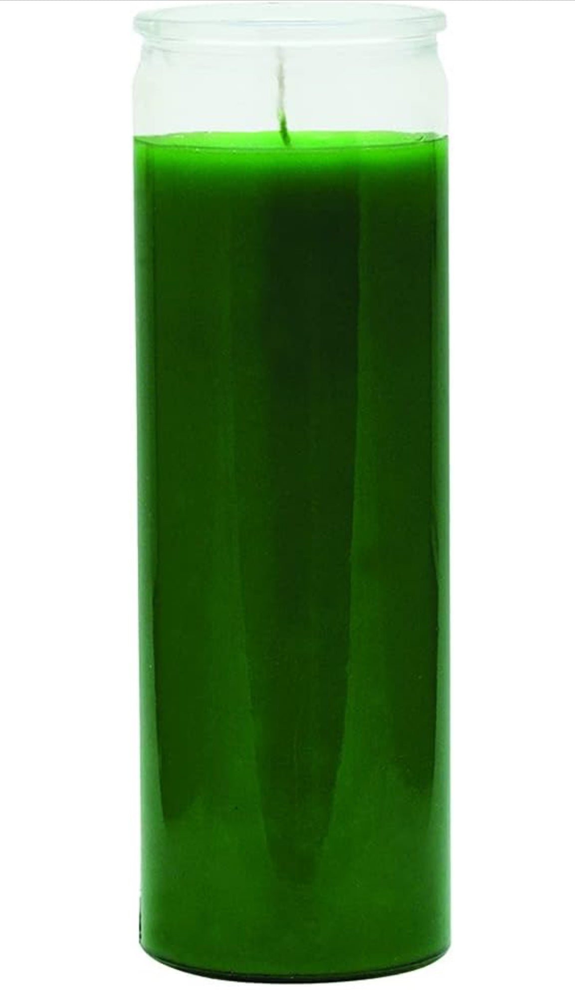 7 Day Glass Plain Color Glass Candles 8" Tall - Green