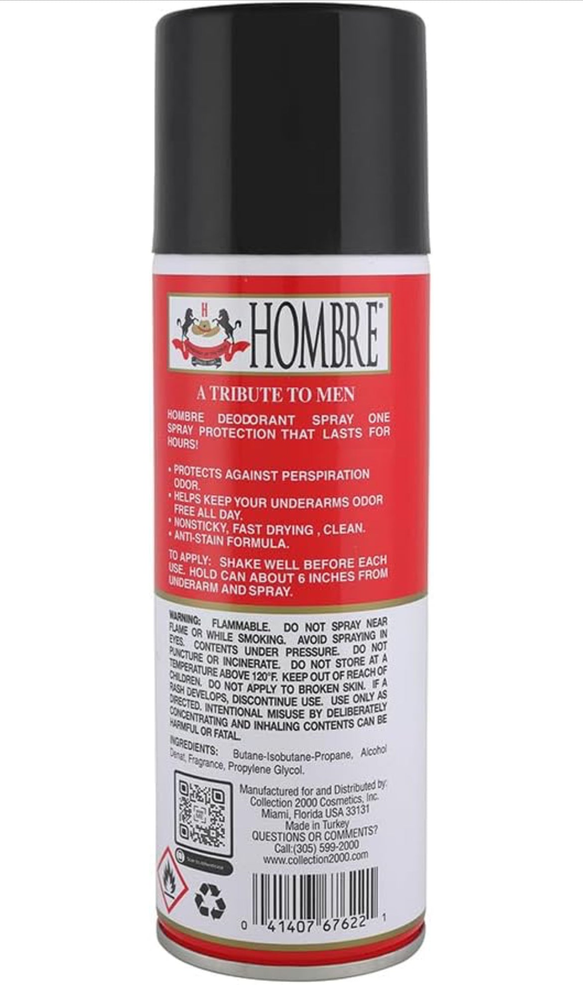 Hombre Red Déodorant Body Spray Classic pour homme,